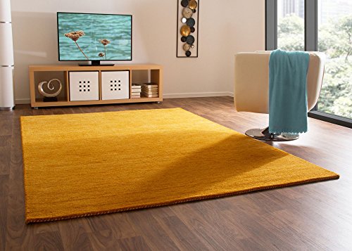 Steffensmeier Gabbeh Teppich Nomade | Wolle (Schurwolle), Gelb, Größe: 65x135 cm Kurzflor Teppich...