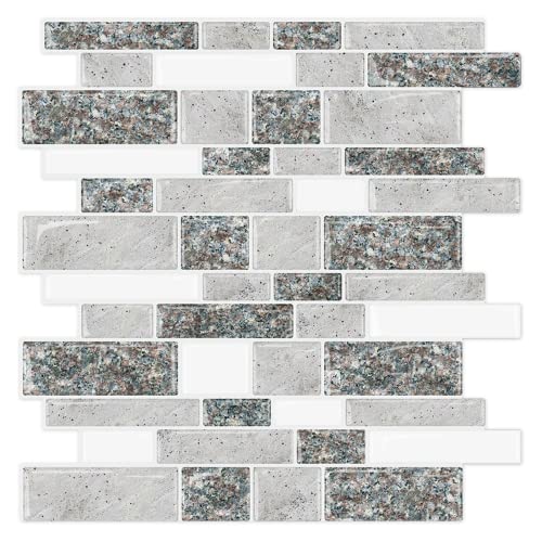 Stickgoo 10-Sheet Peel And Stick Backsplash For Kitchen, Decorative Self Adhesive Backsplash Tiles(Grey Granite, Thicker Design) #TOP19