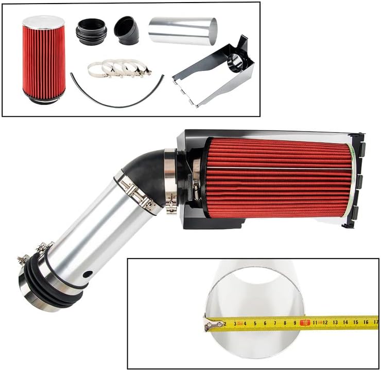 KAC Air Intake Kit, 4" Cold Air Intake System Kits w/Filter Aluminum Compatible with 1999-2003 F250/F350 Super Duty 1999-2003 Excursuion 7.3L V8 (Red)