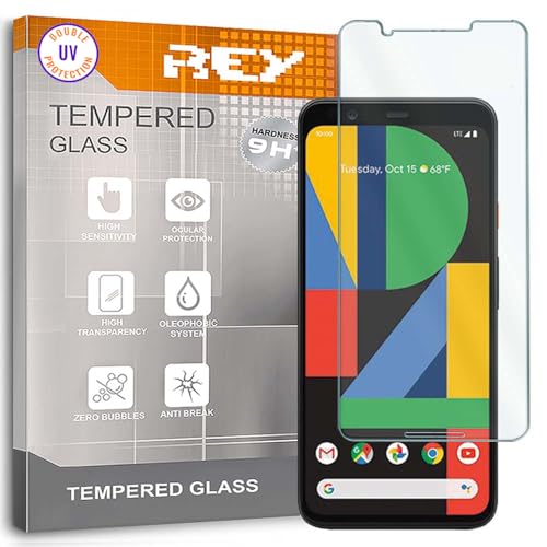 REY Protector de Pantalla para Google Pixel 2, Cristal con Doble Protección UV, Vidrio Templado Premium 9H+