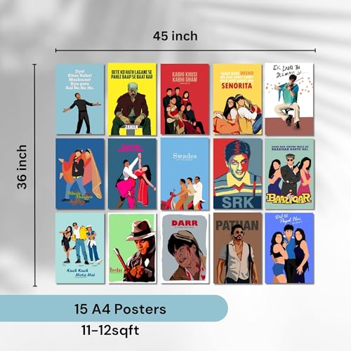 Image of Good Hope Bollywood Posters Set Movie Quotes & Memorable Lines, Perfect for Home Decor Movie Lovers and Fans, wall decoration home bedroom living room Gift Hostel Boys Girls. (Srk)