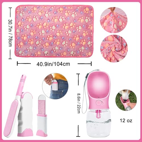 Lobeve Welpen-Starterset mit 39 Teilen, mit Welpenutensilien und Hundesachen, mit Hundeleine, Spielzeug, Näpfen, Bürsten, Wasserflasche und mehr, das perfekte Willkommensgeschenk für neue Welpen, Pink