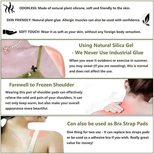 Image of Silicone Shoulder Pads for Womens Clothing, Anti-Slip Shoulder Push-Up Pads Invisible Breathable Shoulder Enhancer Reusable Mothers Day Gift, 1 Pairs Transparent - Large
