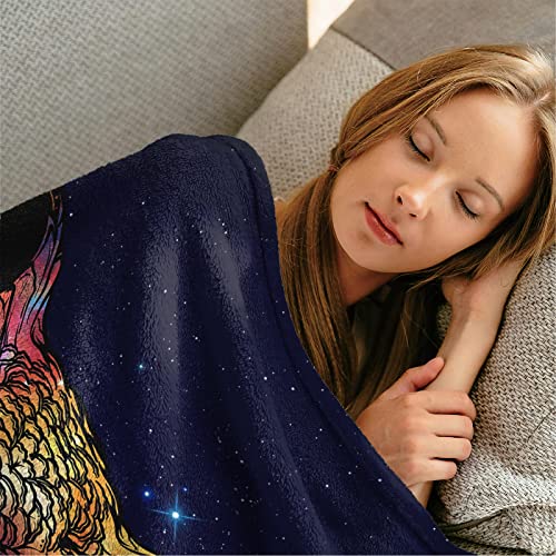 Colorful Galaxy Cute Owl Flannel Blankets, Warm Decor Fleece Throw Blanket For Men Women Boys Girls Soft Couch Blanket For Sofa Bed 50"X60" (Owl) #TOP5