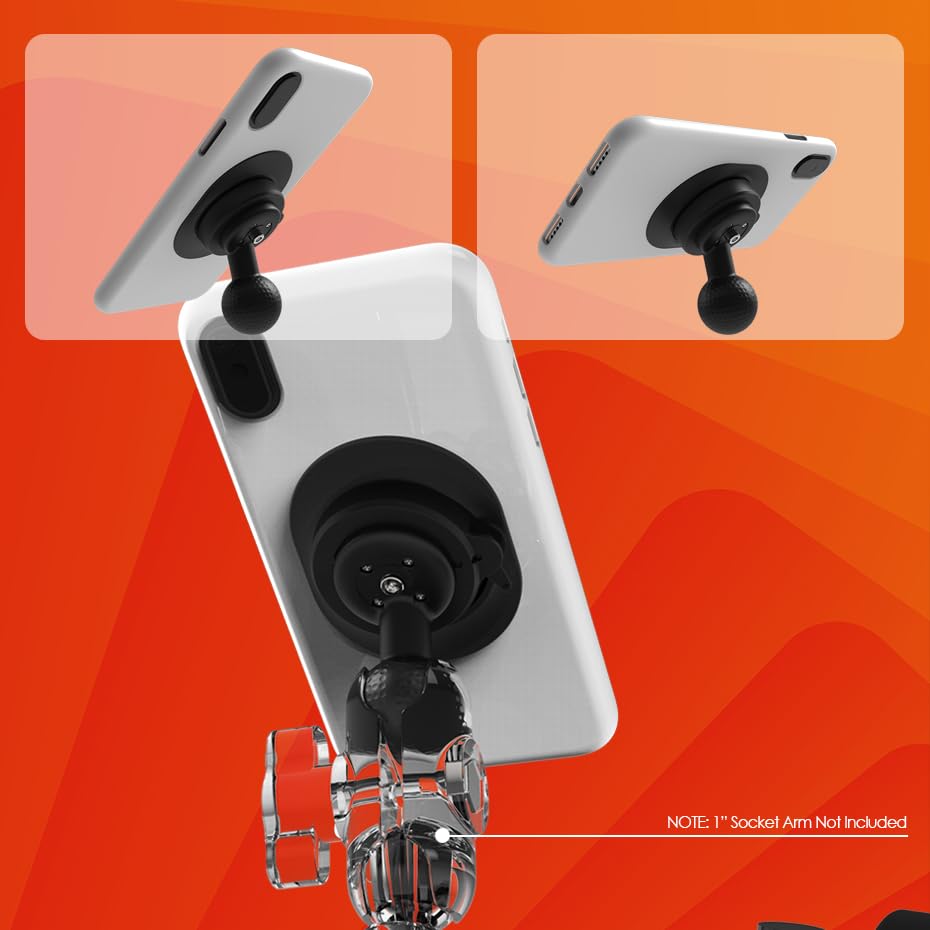 Image of sincetop Universal 1 inch Ball Motorcycle Phone Mount,Quick Release Motor Bike Smartphone Holder 【Series C - 2nd Gen】 Double Socket Arm not Included