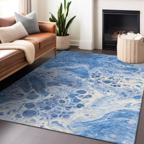 Addison Rugs Chantille ACN1705 ネイビー 3フィート x 5フィート 屋内/屋外、洗濯機洗い可能、お手入れ簡単、脱落防止、寝室、リビングルーム、ダイニングルーム、キッチン、パティオラグ