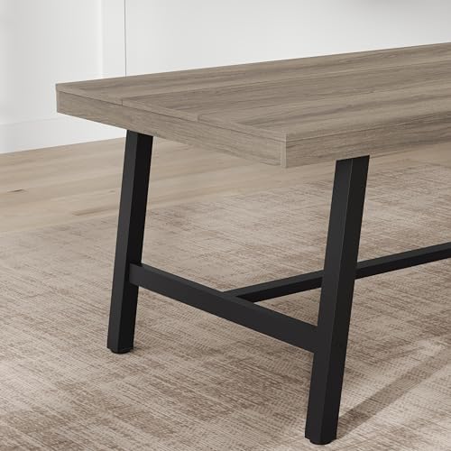 Image of GarveeHome Industrial Dining Table for 4-6 People, 63 inch Long Kitchen Table with Sturdy Metal Frame, Rectangular Counter for Dinner, Kitchen, Dining Room (Grey Walnut, 63 inch Non-extendable)