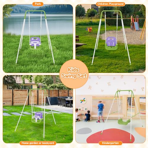 Image of 4-in-1 Toddler Swing Set & Baby Jumper and Bouncer for Toddlers | Foldable Baby Swing Stand for Outdoor /Indoor Play, Easy to Assemble and Store for Ages 6 Months to 10 Years Old