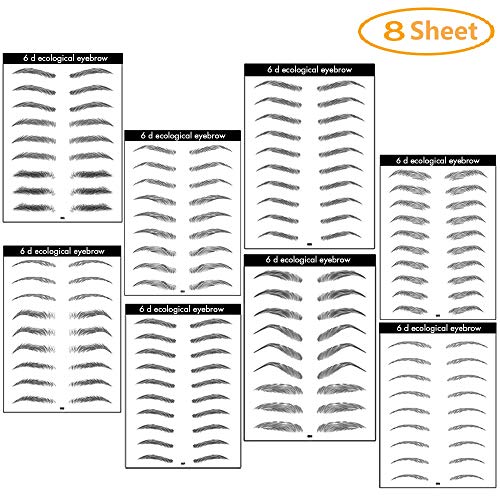 8 Pcs Hair-Like Authentic Eyebrows, Waterproof Imitation Ecological Natural Tattoo Eyebrow Stickers, Grooming Shaping Brow Shaper Makeup Eyebrow Transfer,16 Styles