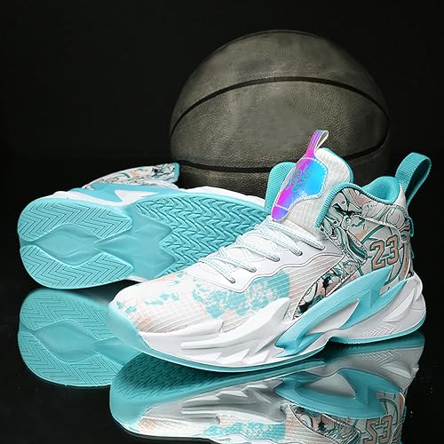 Image of Men's High-Top Basketball Shoes Anti-Slip and Wear-Resistant Soles Running Shoes Graffiti Design Fashionable Sports Shoes