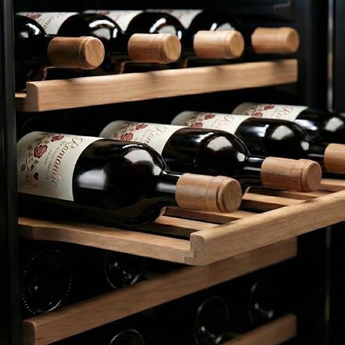 Image of Empava 24 inch Wine Cooler Refrigerator Under Counter with Glass Door, Freestanding Fridge with LED Light, Touch Control, 46 Bottles Capacity