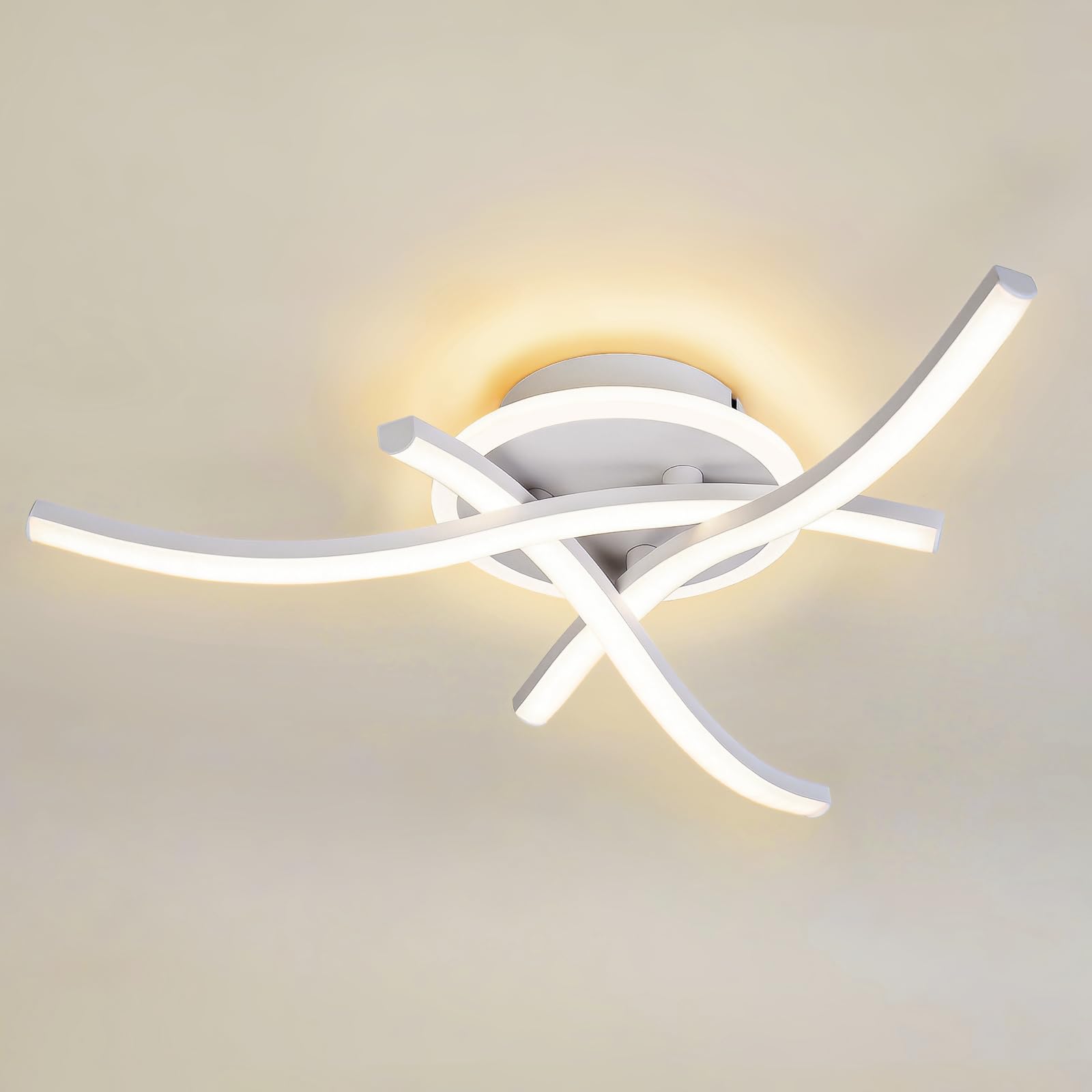 MELAYR 21W LED Ceiling Lights, Curved Design Ceiling Lighting, 3000K/4500K/6500K with Memory, 4 Built-in LED Boards, 2100LM Light Fixtures for Living Room Bedroom Office Kitchen Hallway,White