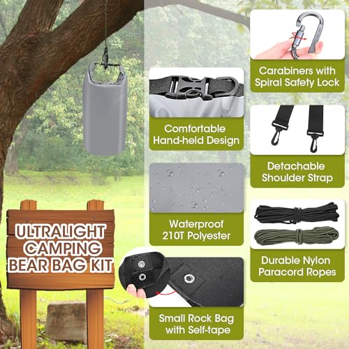 Ultralight-Bear-Food-Bag-Hanging-System-10L-Waterproof-Camping-Bear-Proof-Food-Storage-Canister-Bear-Bags-Gear-Kit-for-Outdoor-BackpackingSafety-Survival-Bear-Protection-Food-Bag-with-Pulley-System