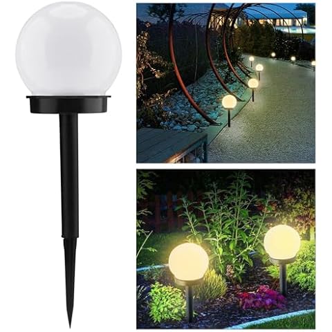 Innens Solar Lights Outdoor, Solar LED Globe Light Waterproof, Garden Lights Solar Powered for Yard Patio Walkway Landscape In-Ground Spike Pathway (Warm Light, 4-Pack) Cover