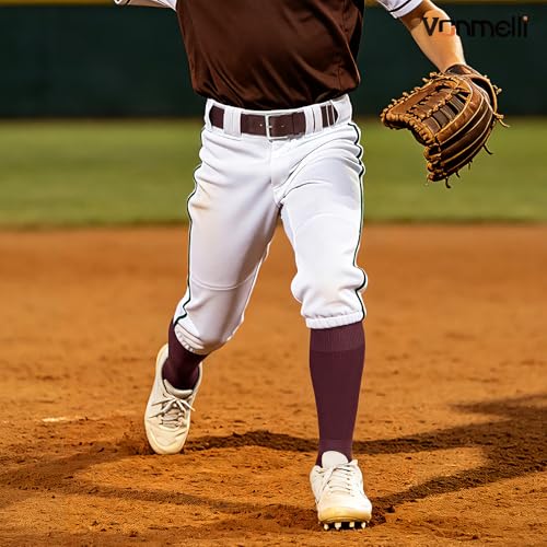Image of VONMELLI Youth Baseball Belt and Socks Combo, Elastic Softball Belts and Socks for Boys and Adult (2 Pairs of Socks & 1 Belt)