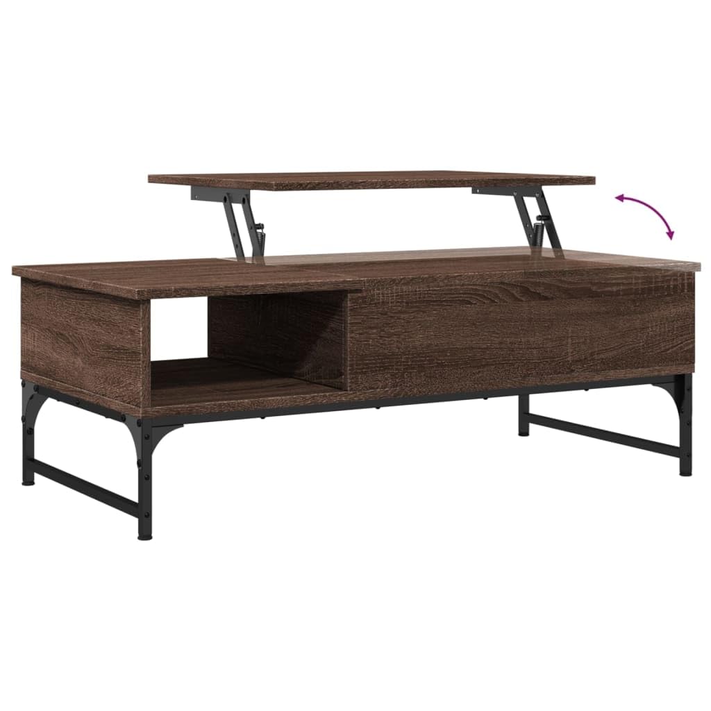 Homgoday Table basse en chêne marron 100 x 50 x 35 cm - Bois d'ingénierie et métal - Table d'appoint pour salon, salle de réception d'invités, chambre à coucher et mobilier de bureau