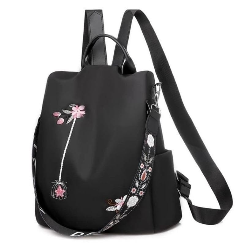 Mochila Feminina 2 em 1 Nylon Impermeável Grande Capacidade(Preto)