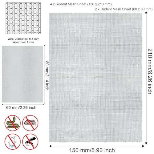 304 Edelstahl Drahtgeflecht, 6 Stück Fliegengitter Nagetier Mesh, Feinmaschig, WüHlmausgitter, Drahtgitter, Hartes und Hitzebeständiges Siebnetz, Metallgitter Für Lüftung, Sicherheit, Fenster, Garten