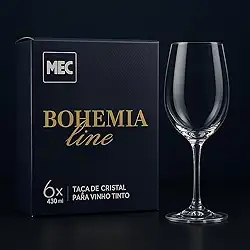 Taças de Cristal Bohemia 430 ml para Vinho – Jogo com 6 Unidades | Haste Inteiriça, Alto Brilho, Borda Fina, Cristal Premium | Resistentes, Elegantes e Ideais para Mesa Posta e Restaurantes