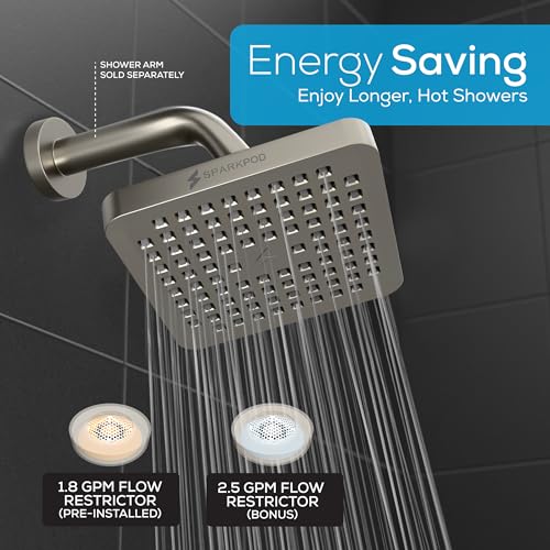 SparkPod Rain Shower Head, 8 Inch Square, Elegant Brushed Nickel Finish - image 3