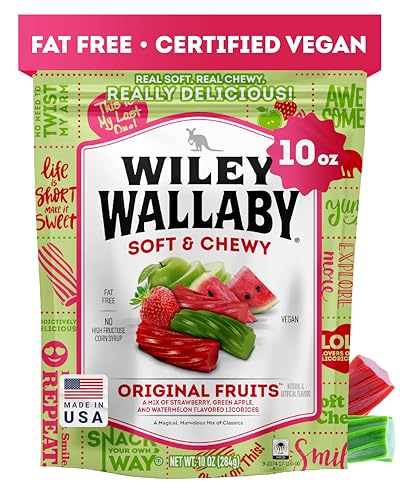 Wiley Wallaby Licorice 10 Ounce Classic Gourmet Soft & Chewy Australian Original Fruits Licorice Candy Twists, 1 Pack