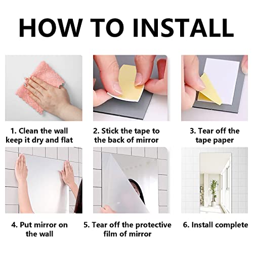 DARENYI A2 Acrylic Mirror Sheet for Wall, 16.5" x 23.2" Large Rectangular Mirror Tiles Frameless Wall Mounted Mirror Self-Adhesive Mirror Stickers for Vanity Bedroom Home Decor - Image 6