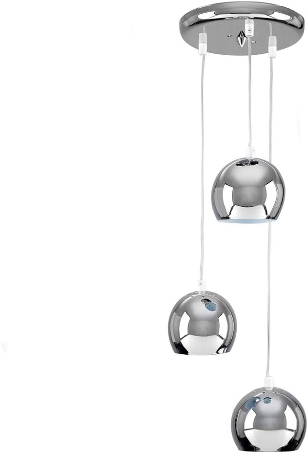 Retro Eyeball 3 Way Droplet Ceiling Pendant Light Fitting in a Silver Chrome Finish | Ceiling Lights & Home Improvements Essential | Mains Wired