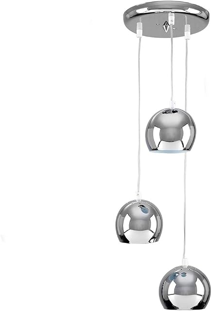 Retro Eyeball 3 Way Droplet Ceiling Pendant Light Fitting in a Silver Chrome Finish