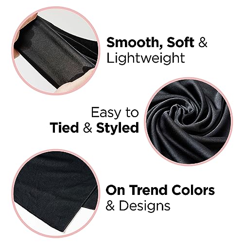 KISS COLORS & CARE Soft Satin Wrap Scarf - Black, Long Lasting, Multi-Purpose, Soft Premium Scarf For Minimizing Frizz, Preventing Breakage & Securing Hair Styles, Wigs & Weaves For All Hair Styles4