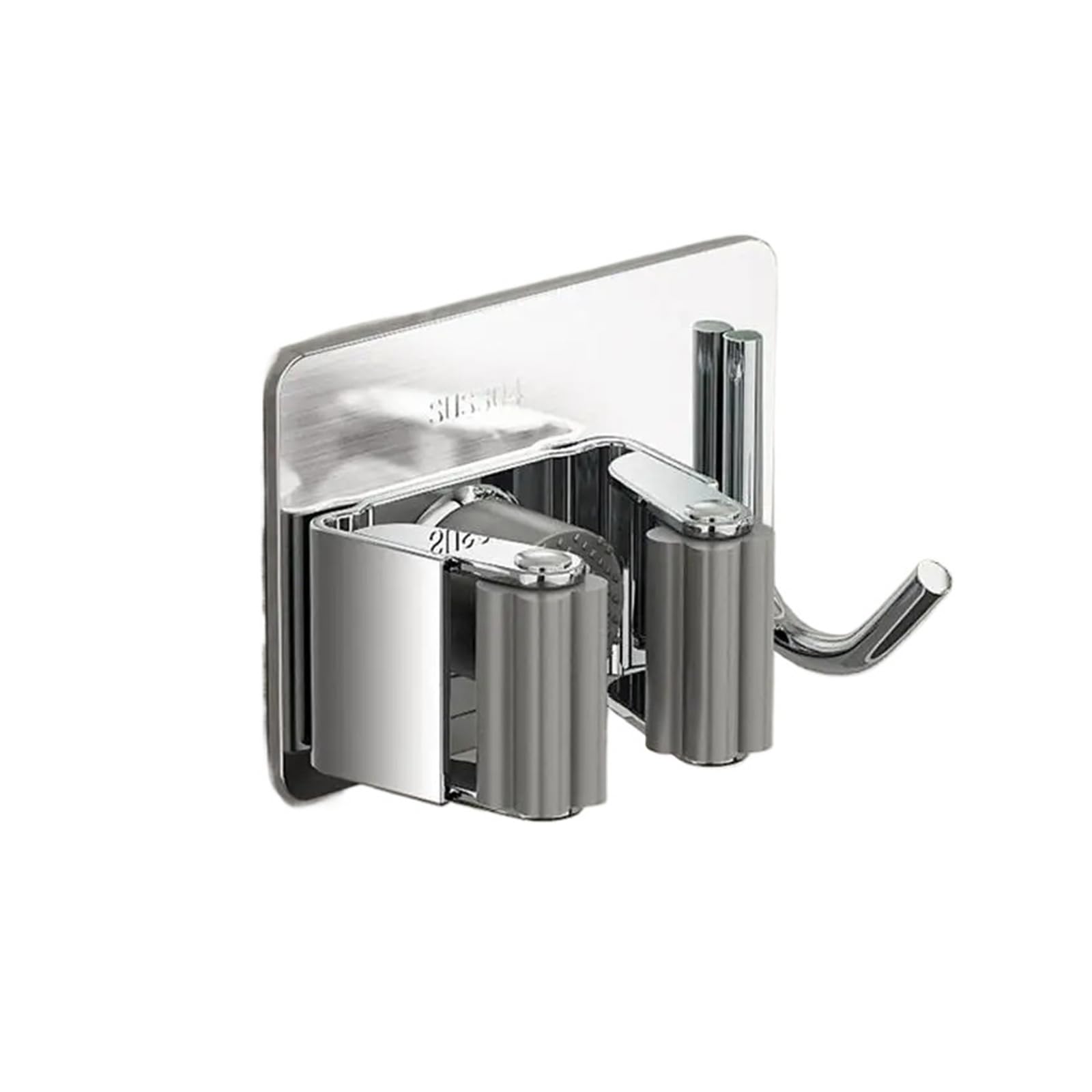 Zguouzantye Silver With Hook B 1/3 No-Drill Mop Hook Storage Rack