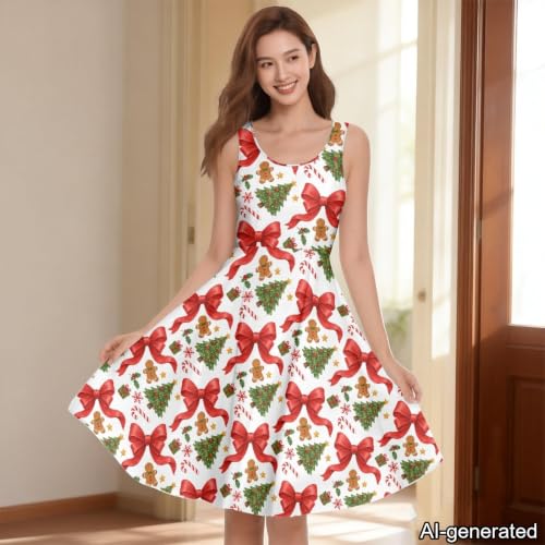 Image of Dreaweet Casual Sleeveless Dresses for Women Girls, Round Neck Tank Dresses with Pockets Summer Sundress Size XS-4XL