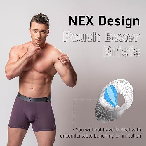 NEX Men's Boxer Briefs with Pouch Support, Micro Modal Fabric for Ultimate Comfortable Soft Underwear for Men3