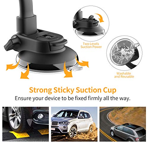 Windshield Phone Holder for Car, Upgraded Gooseneck Car Truck Phone Holder Mount with Strong Suction Cup, Dashboard Window Dash Mobile Phone Mount, Compatible with iPhone, Samsung, LG and More