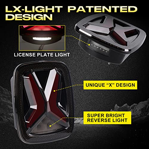 Image of LX-LIGHT DOT Smoke X Shape LED Tail Lights Brake Light Turn Signal LED Rear Lights License Plate Lights with EMC Compatible with Jeep Wrangler CJ YJ TJ, (LXTJBTL001)