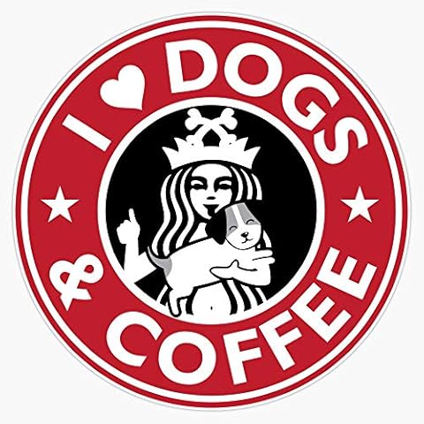 I Love Dogs and Coffee Vinyl Waterproof Sticker Decal Car Laptop Wall Window Bumper Sticker 5" Cover