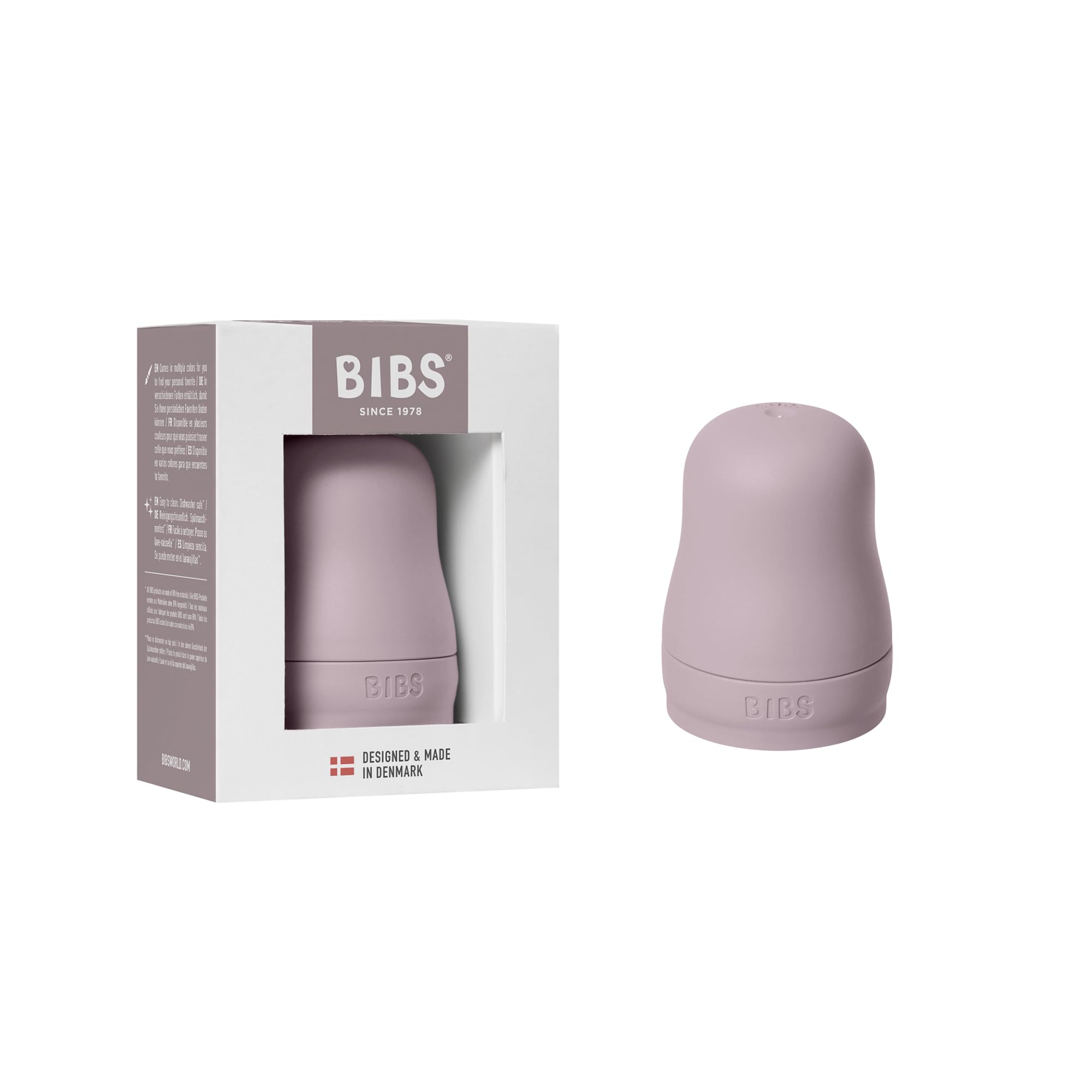 Set di tappi per biberon BIBS - Senza BPA, include tappo, chiusura di sicurezza e tappo a vite - Compatibile con i biberon BIBS (acquistabili separatamente) - Dusky Lilac