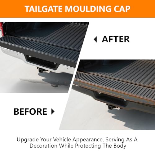 Image of G-PLUS Tailgate Molding Cap Top Protector Molding Trim | Compatible with Chevy Silverado GMC Sierra 1500 2014-2018 / Silverado Sierra 2500HD 3500HD 2015-2019 22763062, GM1904110
