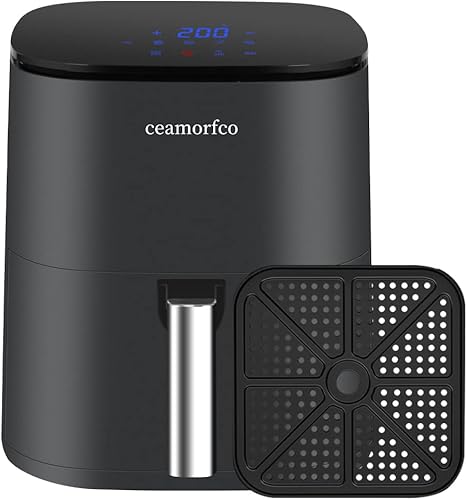 ceamorfco Horno freidora de aire de 5.8 cuartos de galón, horno compacto sin aceite, 12 en 1, cesta antiadherente y apta para lavavajillas, recetas