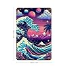 Great Wave Neon Dreams Retro Poster Metal Tin Sign Chic Art Retro Iron Painting for Workshop Train Room Bar Kitchen Decor11.8"x7.9" #1