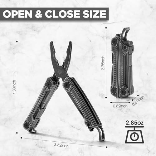 VIRENKNIFE Multitool, 11-in-1 Stainless Steel Multi Tool Pliers with Pocket Knife, Scissors, Bottle Opener, Mini EDC Multitool for Survival, Camping, Simple Repair, Gifts for Men(Stone Wash) - Image 2
