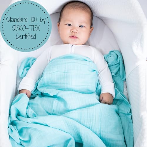 Image of LollyBanks Baby Blankets 2 Pack, 100% Cotton Soft Muslin Swaddle Blanket for Boys and Girls, 47 x 47 Inches Lightweight and Breathable Newborn Receiving Blankets, Registry (Hot Ballons and Blue)