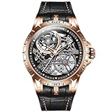 Skeleton Mens Watches Automatic Mechanical Luxury Gold Watch Sapphire Crystal Leather Band Waterproof Luminous Wristwatch