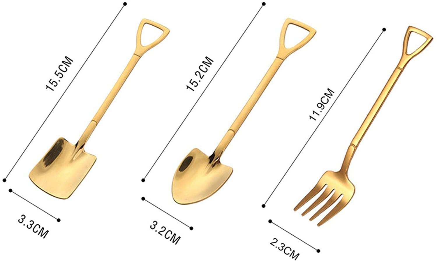 Löffel Restaurants 10. Stck Edelstahlschaufel Kaffee Löffel Kreative Schaufel Scoop Teelöffel Eisdessert Geburtstagsgeschenk Geschirr Esslöffel Hause(Gold Square Spoon)