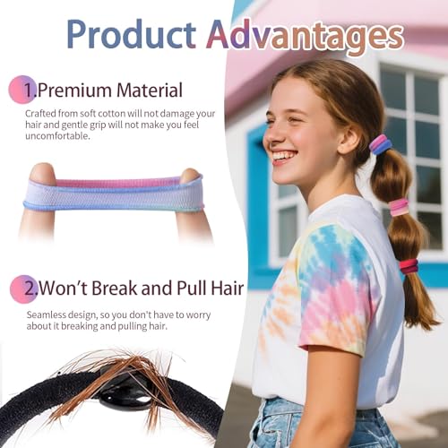 Image of Bessrung 100PCS Gradient Rainbow Elastic Hair Ties No Damage for Women Girl | Seamless Hair Elastics, Snag-Free Hair Bands for Thick Thin Hair, Strong All-Day Hold, Hair Accessories for Everyday Use