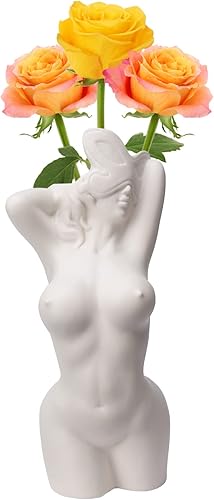 Florero de cerámica para mujer, jarrón de cuerpo femenino, florero de curva femenina, florero decorativo vintage, jarrones de arte moderno para el