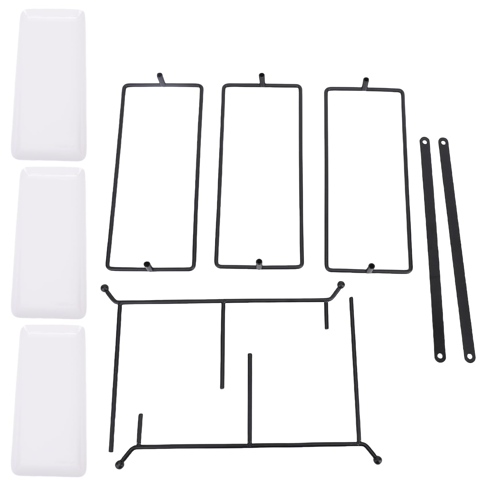 Soporte para servir de 3 niveles con bandejas de porcelana y marco de metal apilable, apto para lavavajillas, ideal para bodas, fiestas, hogar, comedor y decoración de gant