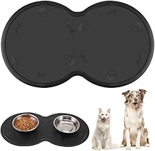 Radsocken Dog & Cat BowlMat & Non-Slip Waterproof Silicone Feeding Mat for Pets, Keeps Floors Clean (Black)