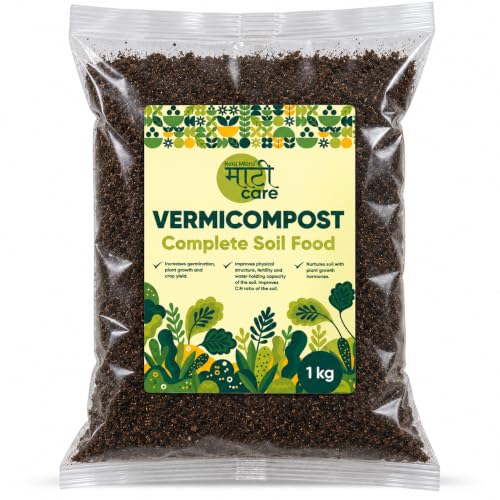 Image of Maati Care Vermicompost Fertilizer for Plants - 1 kg | 100% Natural Vermi Compost Manure for Home Garden & Balcony Plants | Organic Soil Booster for Plant | Ideal for All Gardening Needs
