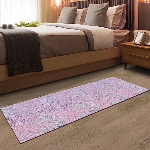 Tapis de couloir antidérapant lavable 80x500cm multicolore rose violet gris