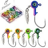 FishTrip Jig Heads Hooks with Spinner - 10Pcs Underspin Crappie Fishing Jighead with Willow Blade for Saltwater Freshwater 1/4oz